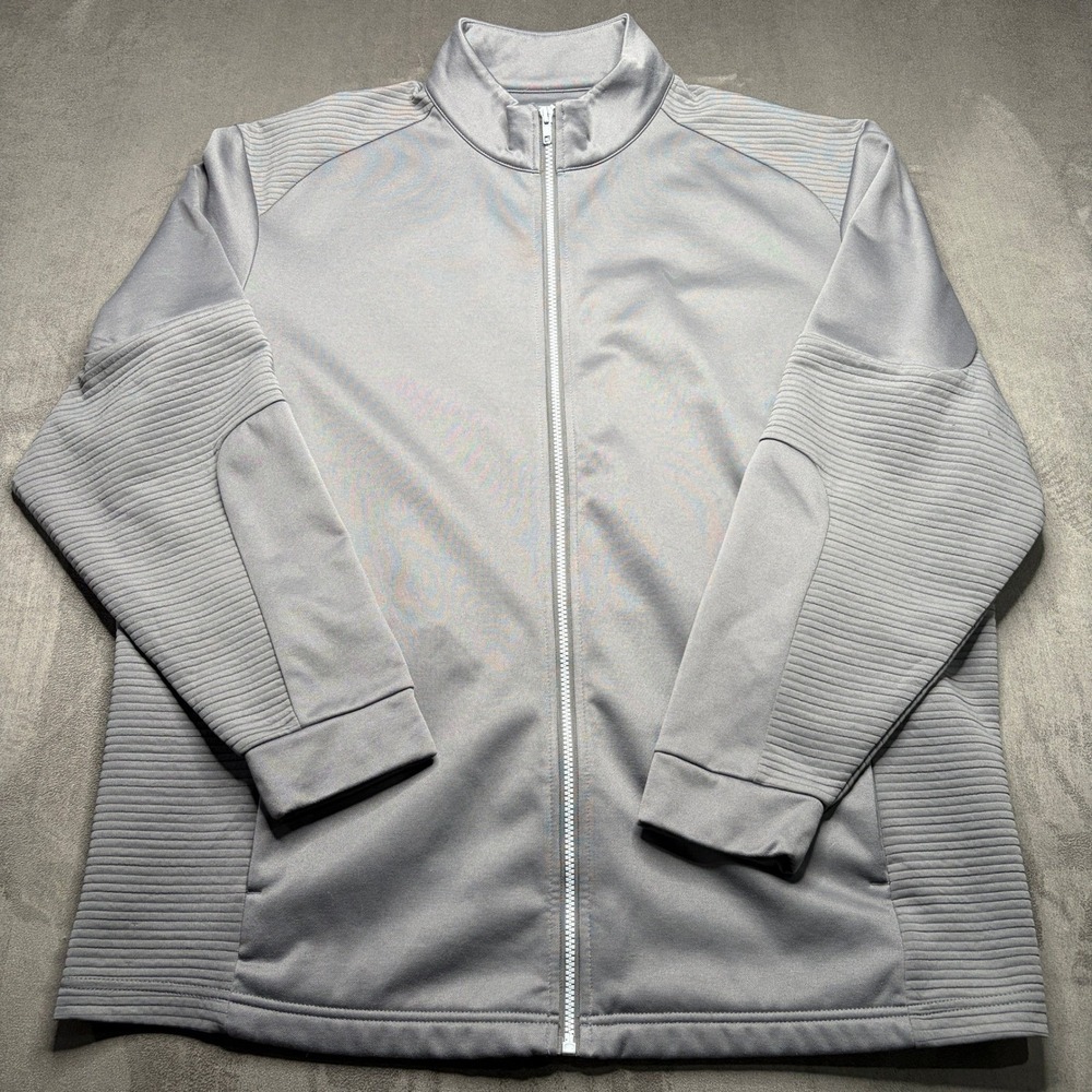 Callaway Track Jkt Mens XXL Gray Full Zip Ribbed Textured Mock Neck Activewear